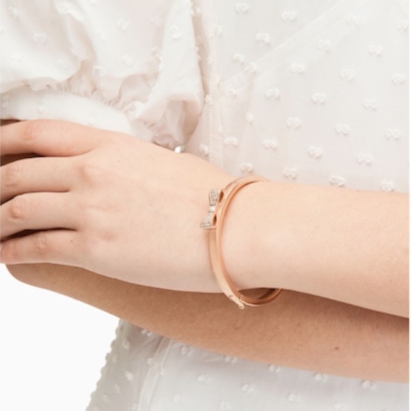 New Kate Spade Ready Set Bow Pave Bow Bangle Rose Gold w/ dust bag O0RU1567 $59 - Picture 4 of 5